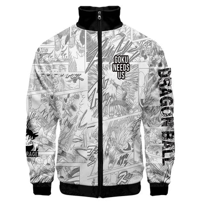 Anime Goku Dragon Ball Jacket Men Women Harajuku Hip Hop Japanese Zip Up Hoodies Goku Clothes Stand Collar Sweatshirt, Fraquane SAS