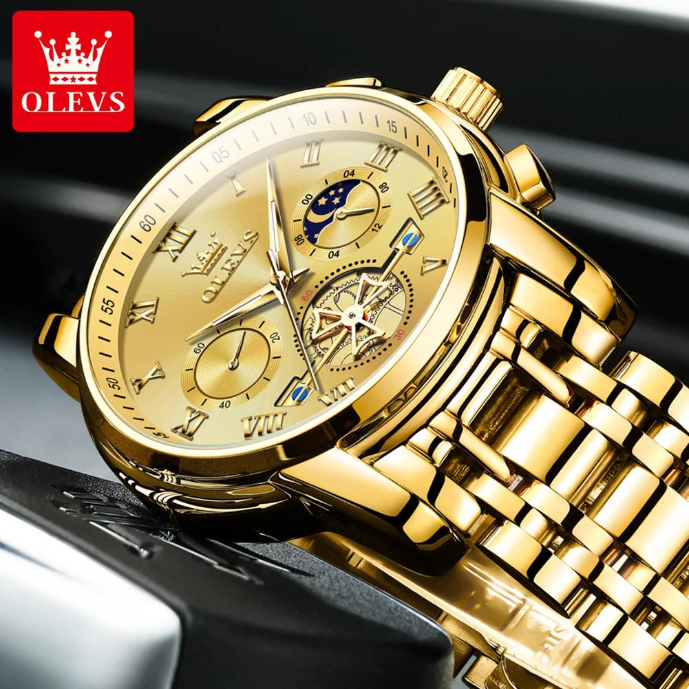 OLEVS 2859 Men’s Watch – A classic and luxurious model with Roman numerals, multifunctional, water-resistant, luminescent dial and high-quality quartz movement.