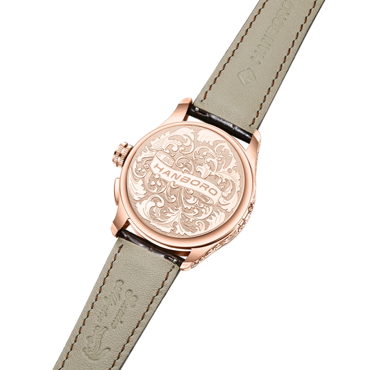 HANBORO men’s mechanical watch – Automatic movement, alarm, hourly chime, water-resistant to 100 m, sapphire crystal, steel case, elegant and unique style.
