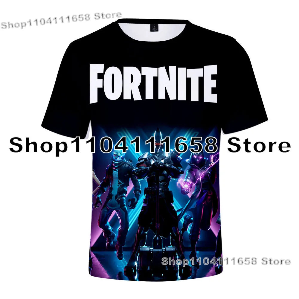 T-shirt de verão Raven Ultima Knight F-Fortnite, t-shirt masculina com estampado 3D Banana Peely, tops de jogo Battle Royale, presentes de aniversário