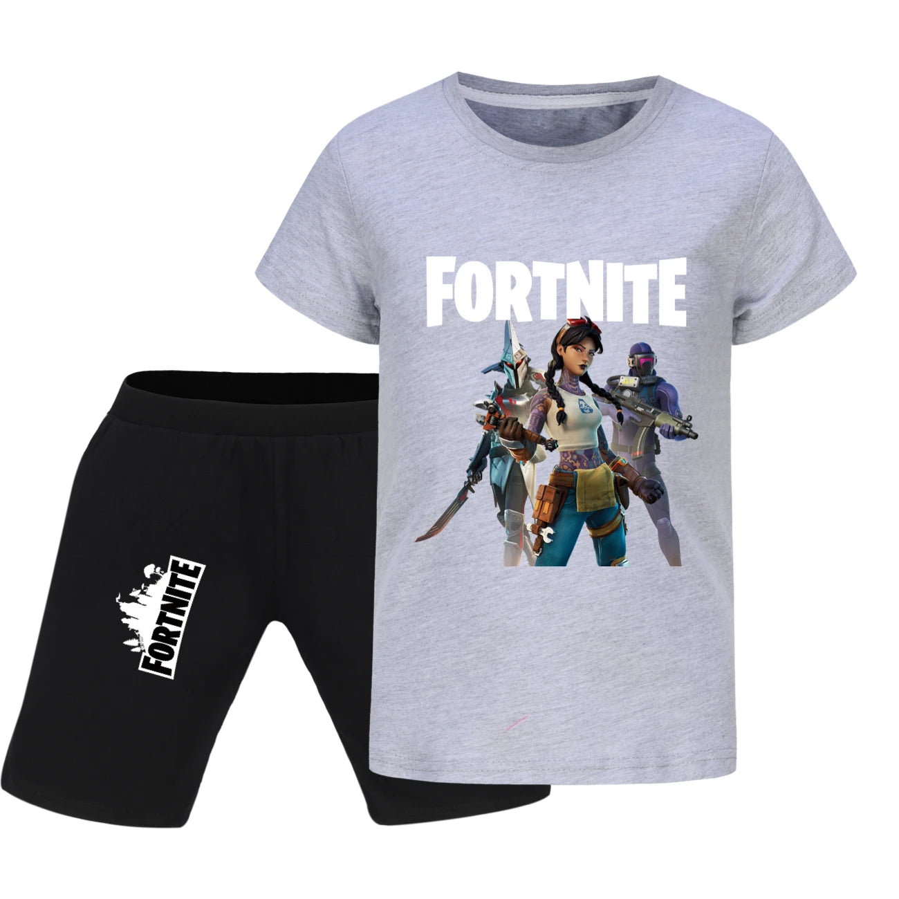 Fortnite Summer Kids Cartoon T-shirts Shorts Two-piece Set Baby Boys Tracksuit Girls Outfits505