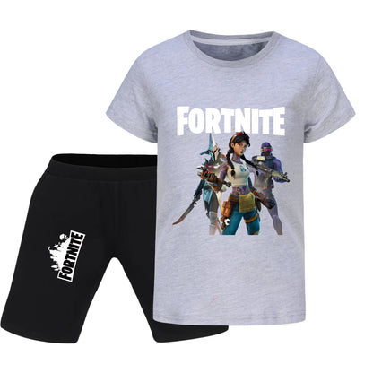 Fortnite Summer Kids Cartoon T-shirts Shorts Two-piece Set Baby Boys Tracksuit Girls Outfits505
