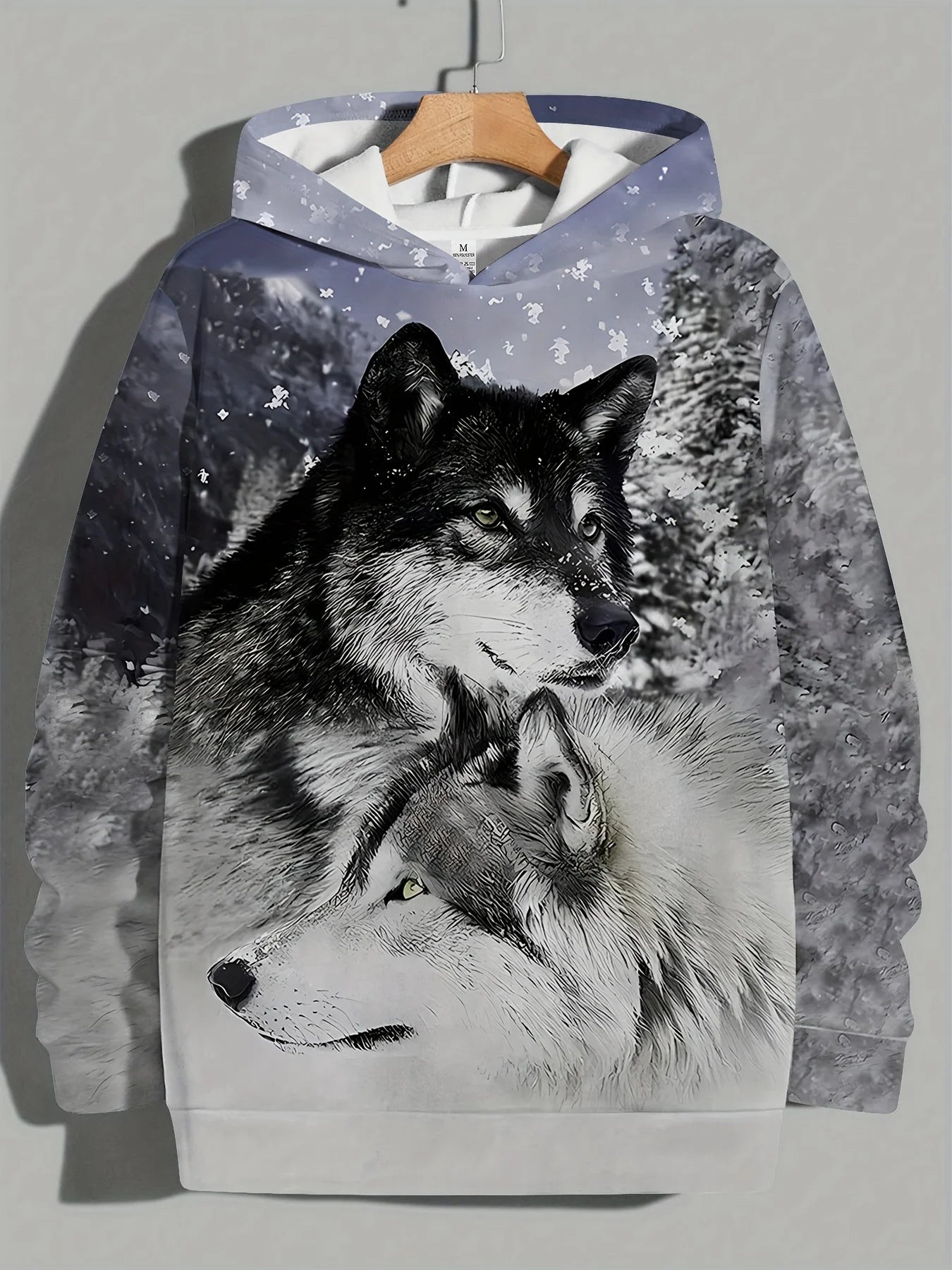 Herren-Outdoor-Hoodie mit 3D-Wolf-Grafik, Streetwear-Kapuzenpullover mit Fronttasche und Designer-Sweatshirt-Stil