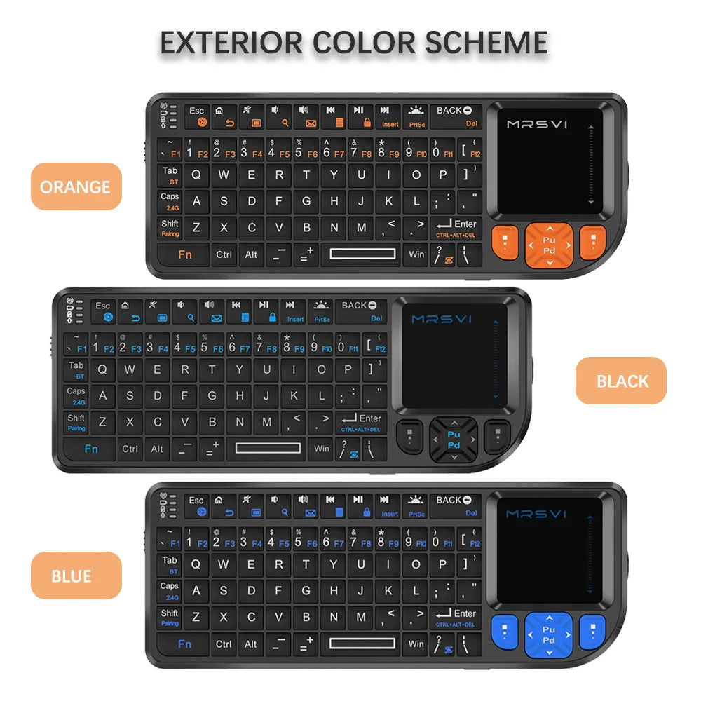 MRSVI Mini-Tastatur A8 PLUS, beleuchtete 2.4GHz- & Bluetooth5.0-Wireless-Tastatur mit Touchpad für Android TV Box, Mac, Laptop, Windows