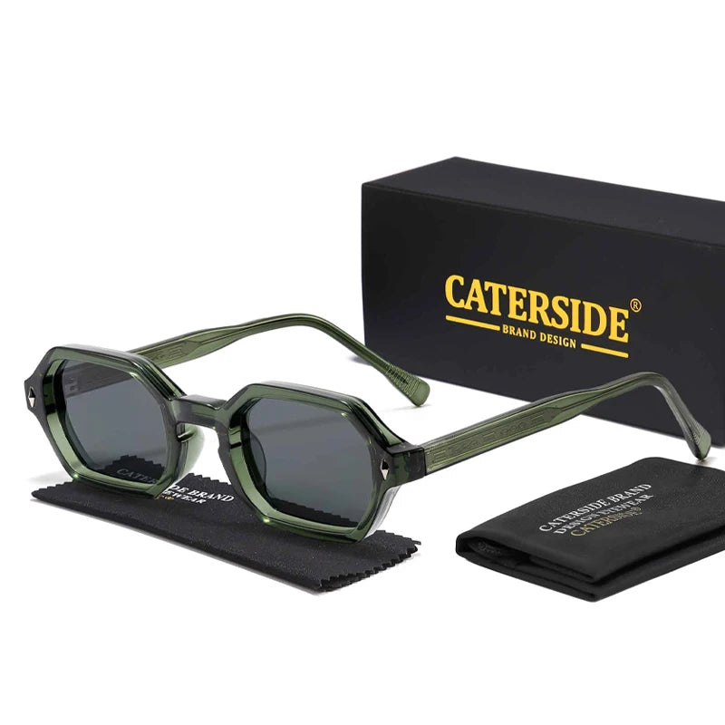 CATERSIDE Polygon Sunglasses Fashion Men Small Frame Gradient Lens Sun Glasses for Summer Beach Party Ideal Choice for Gifts