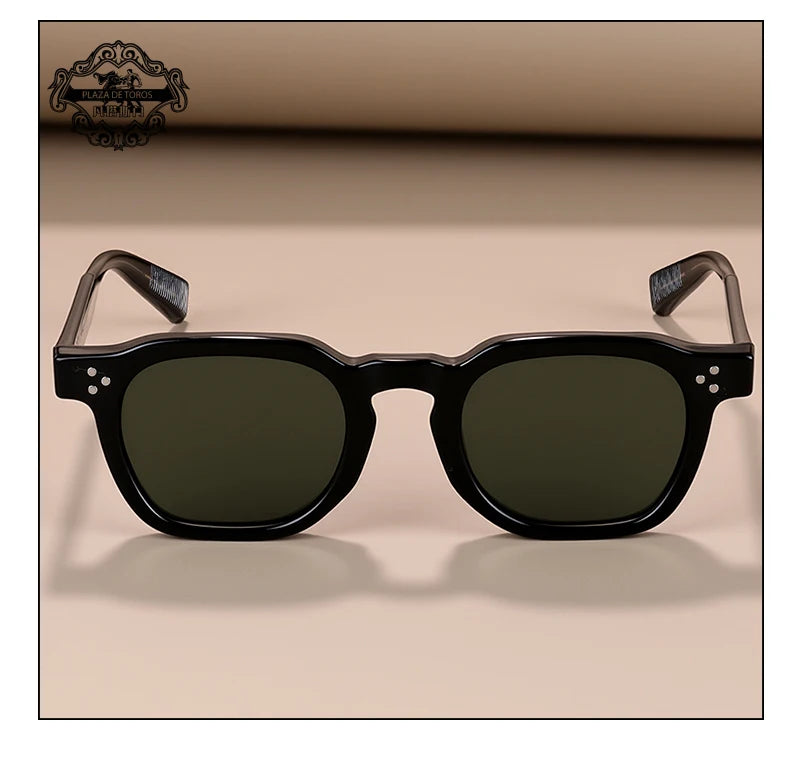 Classics Rivets Style Retro Sun Glasses for Women TR90 Frame Polygon Polarized Sunglasses UV400 Male Black Green 2025 Summer