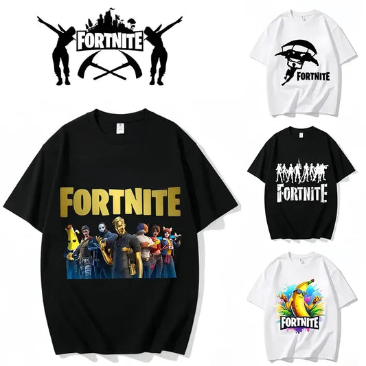 Fortnite Crew Neck T-Shirt Unisex Adult Game Dance Fashion New Pure Cotton Short Sleeve Tops Perfect for Casual Wear Vacations