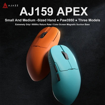 Gaming miška Ajazz AJ159 PRO/APEX 8000Hz, povratna frekvenca, Paw3950, barvni zaslon, magnetno stojalo AJ159P, za pisarno in gaming