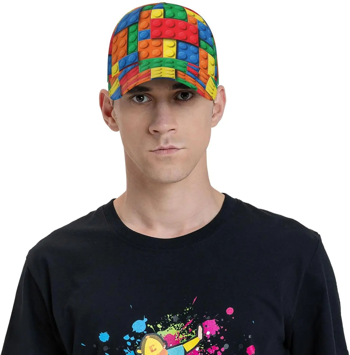 Žaisminga „Building Block Print“ beisbolo kepurė moterims ir vyrams, reguliuojama „Snapback“ kepurė su blizgučiais, madinga beisbolo kepurė