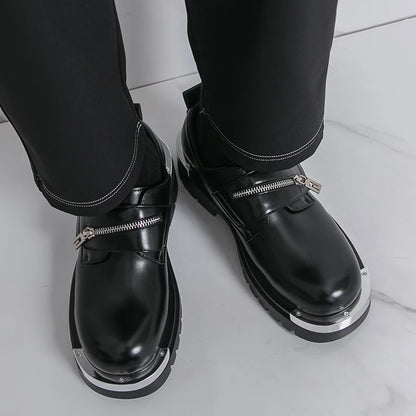 Men's Thick-Soled Leather Shoes Designer's Personalized Style Leisure Party Office Outdoor Fashion Street Black White Shoes