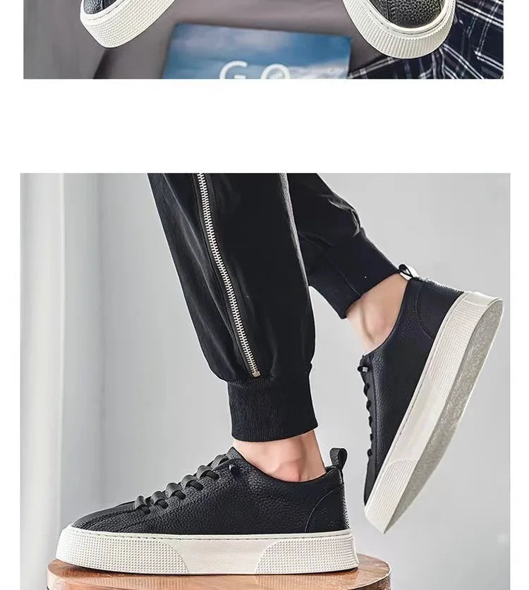 Zapatillas deportivas para hombre, calzado informal, zapatos planos para hombre, zapatillas ligeras de cuero sintético (PU), calzado transpirable, zapatillas deportivas blancas para hombre