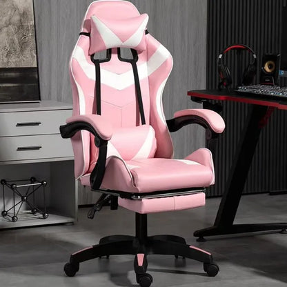Chaise de jeu ergonomique avec dossier inclinable réglable en hauteur pour bureau, streaming et massage sur PC