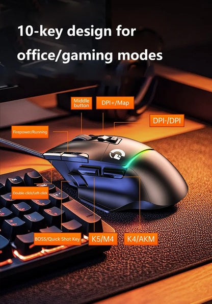 Wireless Gaming Mouse Ergonomics USB Rechargeable Bluetooth Mice Optical Sensor Programming Gaming Mice with Wired For Windows