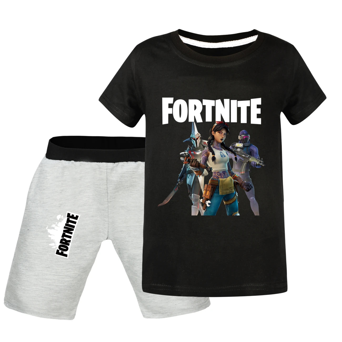 Fortnite Summer Kids Cartoon T-shirts Shorts Two-piece Set Baby Boys Tracksuit Girls Outfits505