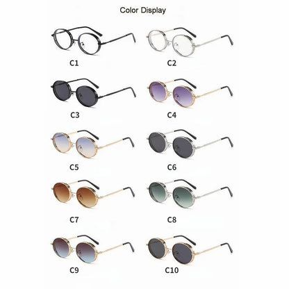Oval Steampunk Sunglasses For Women Retro Sun Glasses Male Female Brand Designer Metal Frame Eyewear Lentes De Sol Mujer