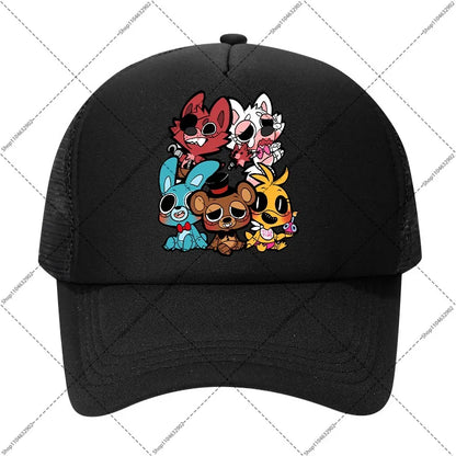 FNAF beisbolo kepurė „Five Nights at Freddy’s“ unisex kepurės nuo saulės su animacinių filmų ir anime motyvais, berniukams ir mergaitėms skirtos mados kepurės, gimtadienio šventės dovanos