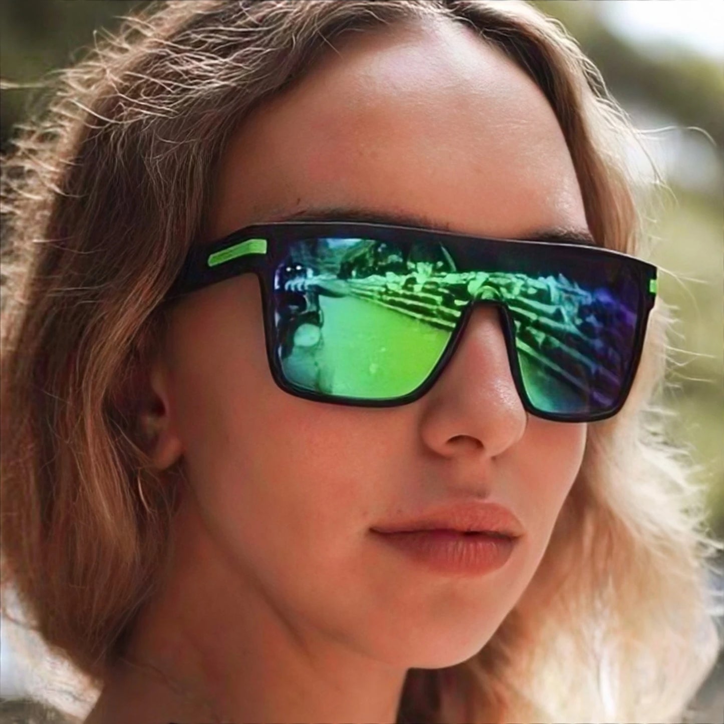 Oversized Square Fashion Sunglasses Monolithic UV400 Lens for Driving Vacation Daily Unisex Retro Shield Classic Elegance