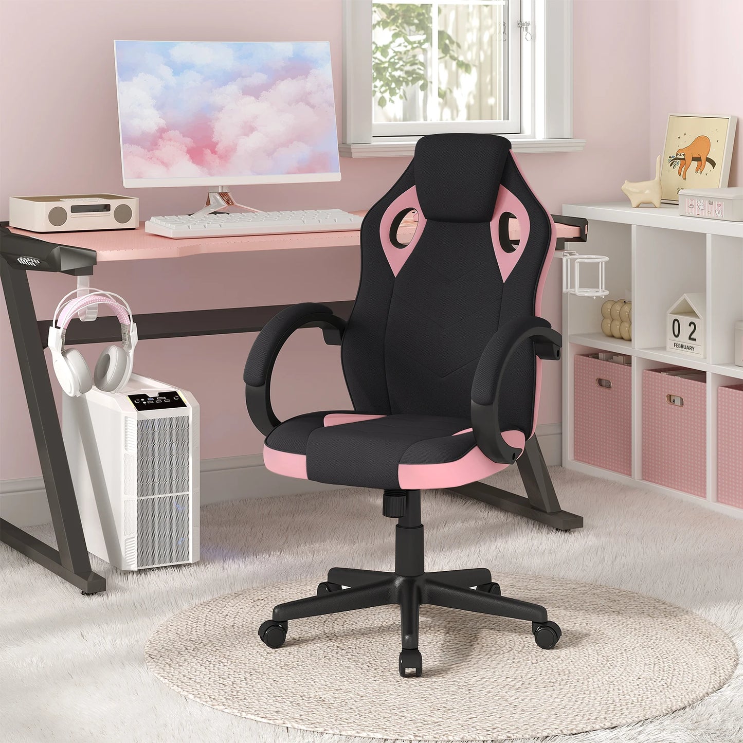 WOLTU Gaming Chair Gamer Armchair Office Computer Chair Ergonomic Design Fabric 360° Swivel Chair Adjustable Height High Back