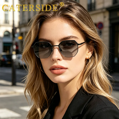 Caterside New Retro Small Frame Sunglasses Men's Polygonal Lenses Sun Glasses Women Business Travel Party Eyewear Summer Style