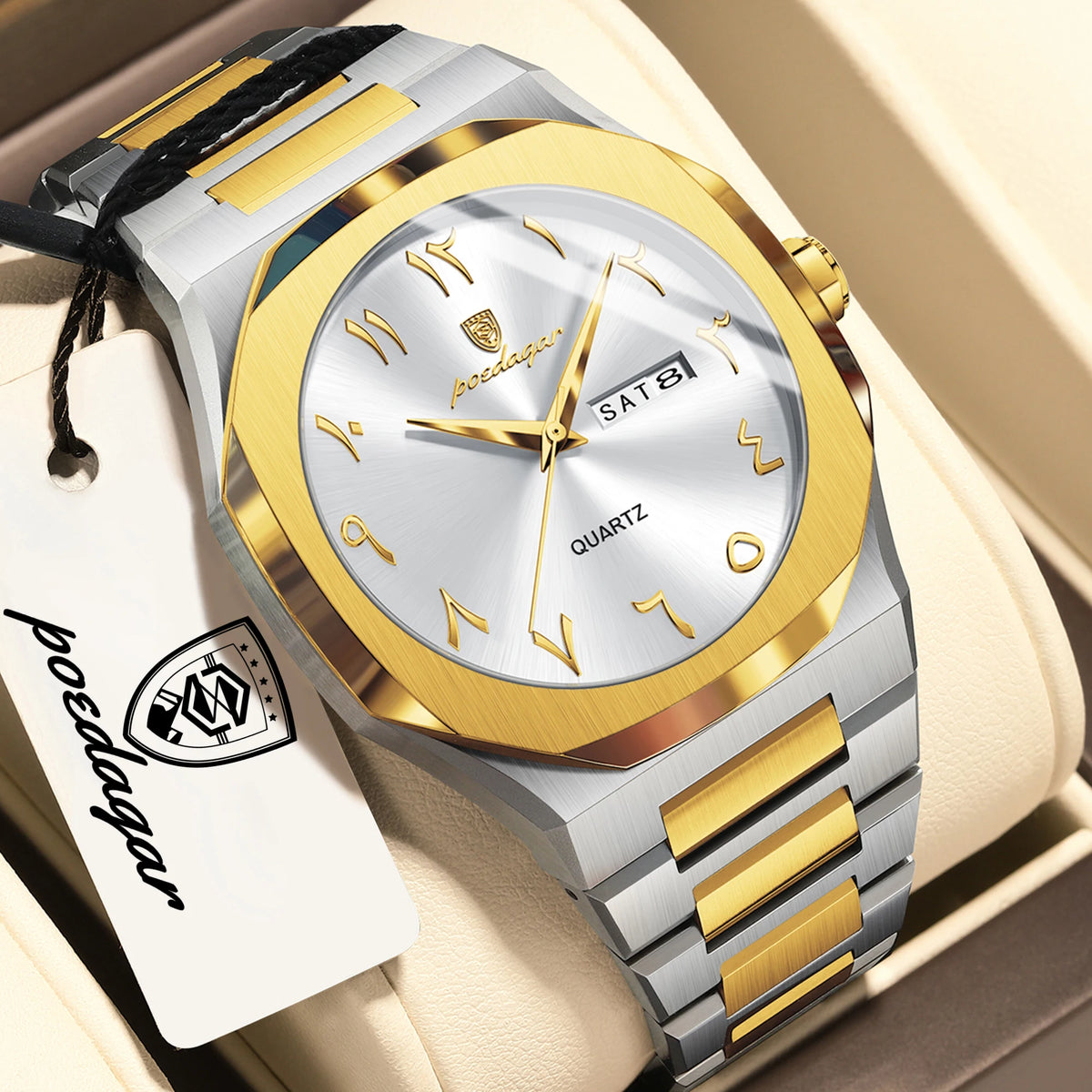 POEDAGAR luxury men’s quartz watch, water-resistant, stainless steel, men’s watch, day-date, business watches for men, Reloj Hombre