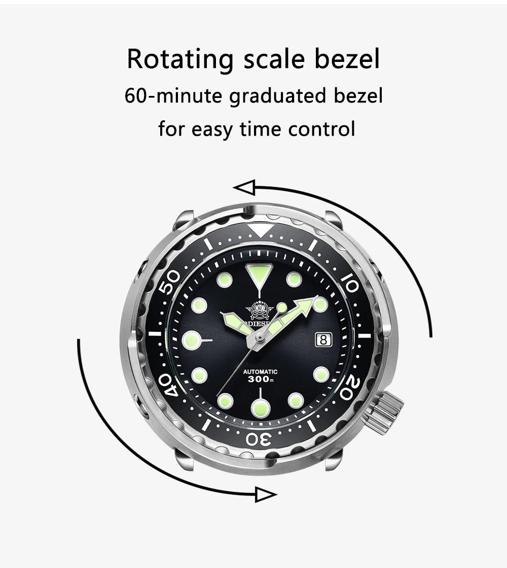 ADDIESDIVE Man Diving Watch 300M Waterproof C3 Super Luminous Sapphire Glass Calendar Automatic Mechanical Watches Reloj hombre