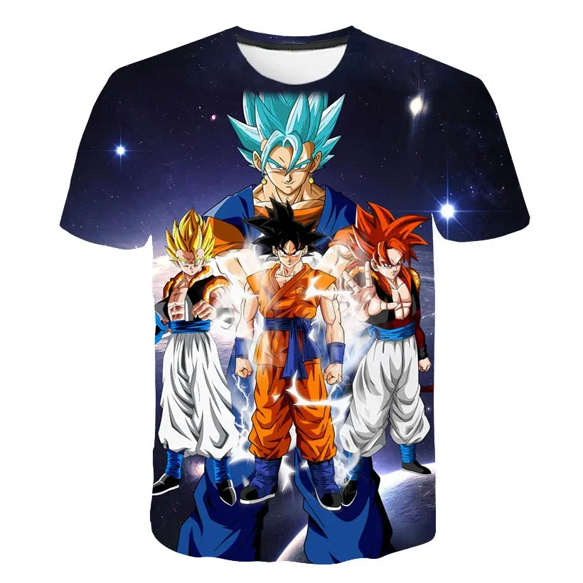 Dragon Ball Goku Cosplay T Shirts Super Saiyan Boys Kids Clothes Short Sleeve T-shirt White Black Orange Breathable Jersey
