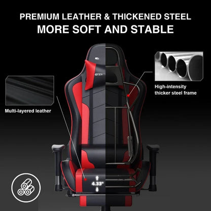 Ergonomic Gaming Chair with Footrest, Bluetooth Speakers, Reclining Computer Desk Chair, Adjustable Height Video Game Chair for Office