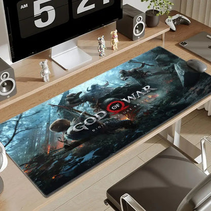 Xxl Mouse Pad God of War Desk Mat Gaming Accessories Keyboard Computer Mousepad Gamer Large Pc Cabinet Office Table Carpet Rug