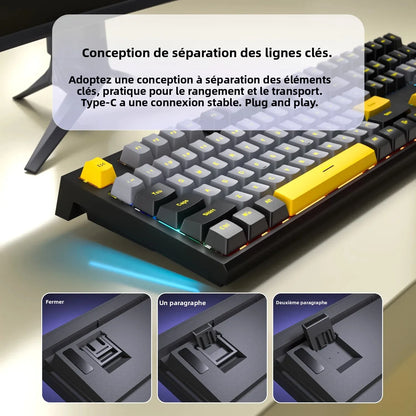Tastiera meccanica da gaming cablata a 108 tasti con retroilluminazione RGB | Chip da gaming | Bassa latenza | Anti-ghosting | per gamer PC Win/Mac
