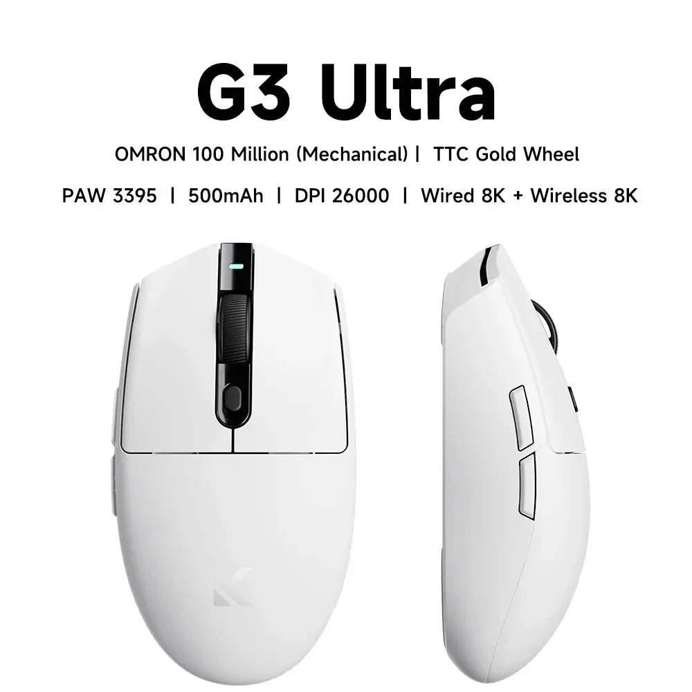 MCHOSE G3 Ultra Wireless Gaming Tri-Mode Mouse PAW3395 26000DPI 8K Polling Rate 64g Ultra-Lightweight Office Mouse