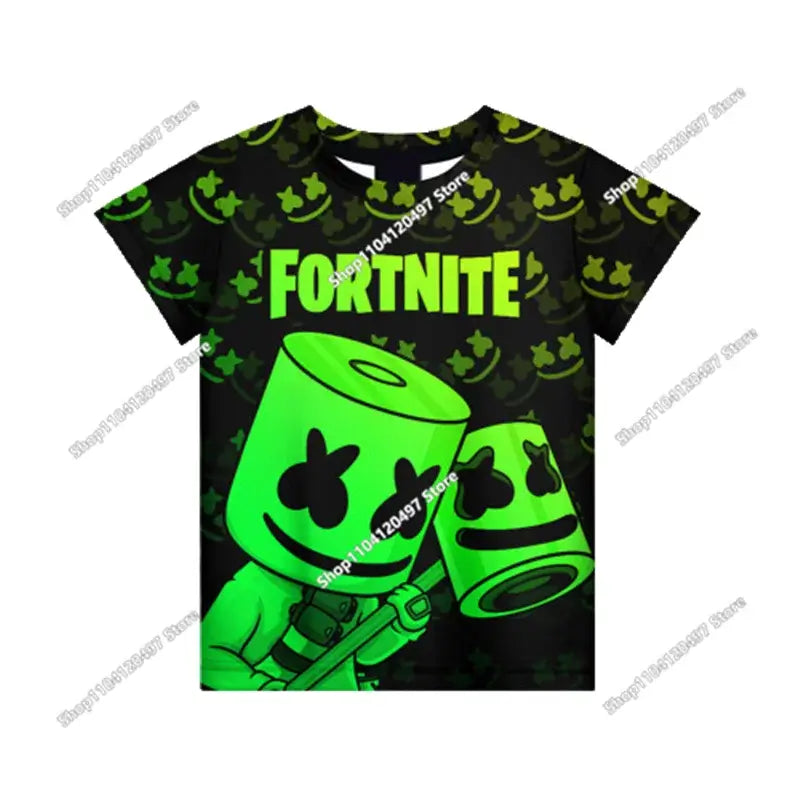 Anime Fortnite T-Shirts Girl Clothing T-Shirt Boys White Cartoon Tees Baby Summer Shirts Cute Printed Tops Costume