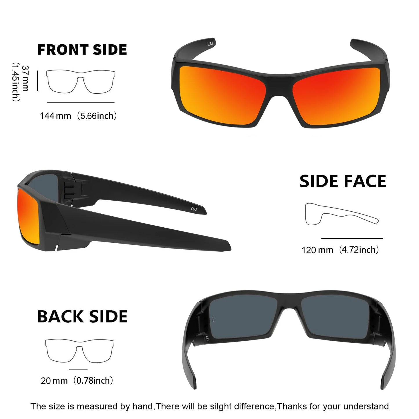 MAXJULI Z87 Polarized Sunglasses Men Wrap Around Sport Driving UV400 Retro Vintage Shield Safety Glasses 8231
