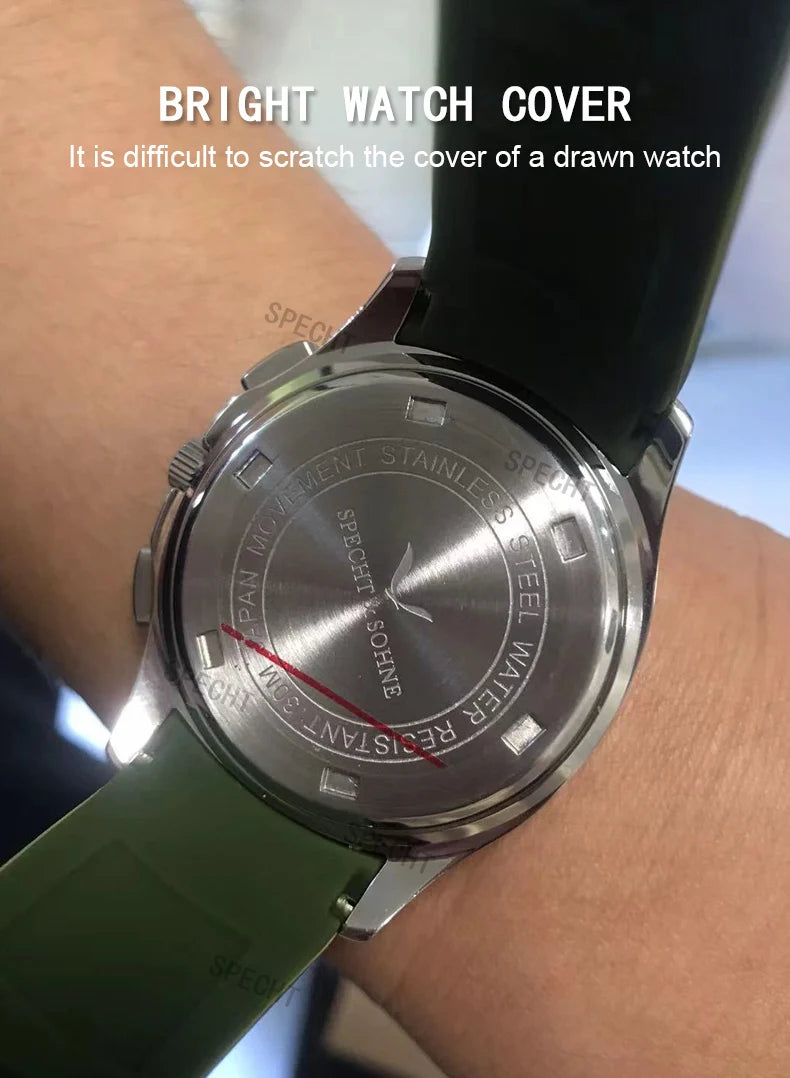 Specht & Söhne New Classic 5167 Men's Watch Orange Color Sapphire Crystal Rubber Strap Sports Male Quartz Watches 50M Waterproof