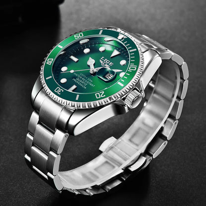 LIGE men’s watch – Quartz chronograph, water-resistant, casual yet professional style, a luxury fashion accessory from a leading brand.