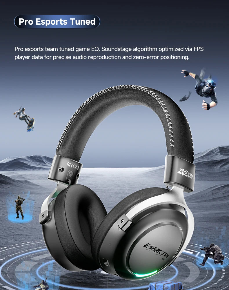 HaaYot Professional Wireless Gaming Bluetooth 6.0 Headset,7.1 Virtual Surround Sound,Low Latency 15ms for PC,PS5,Mobile,Switch