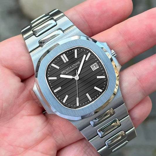 Specht&Sohne 2025 New Classic Herrenuhr, luxuriöse Automatikuhr für Herren, Edelstahl, Saphirglas, 8215 mechanische Armbanduhr