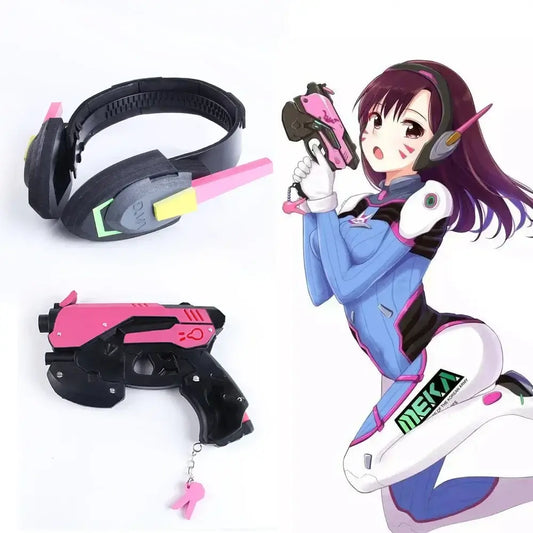 Overwatch D.Va Ohrhörer-Pistole Hana Song DVA Waffe Pistole Cosplay-Requisiten Weihnachts- Halloween-Partyspielzeug Cosplay-Accessoires