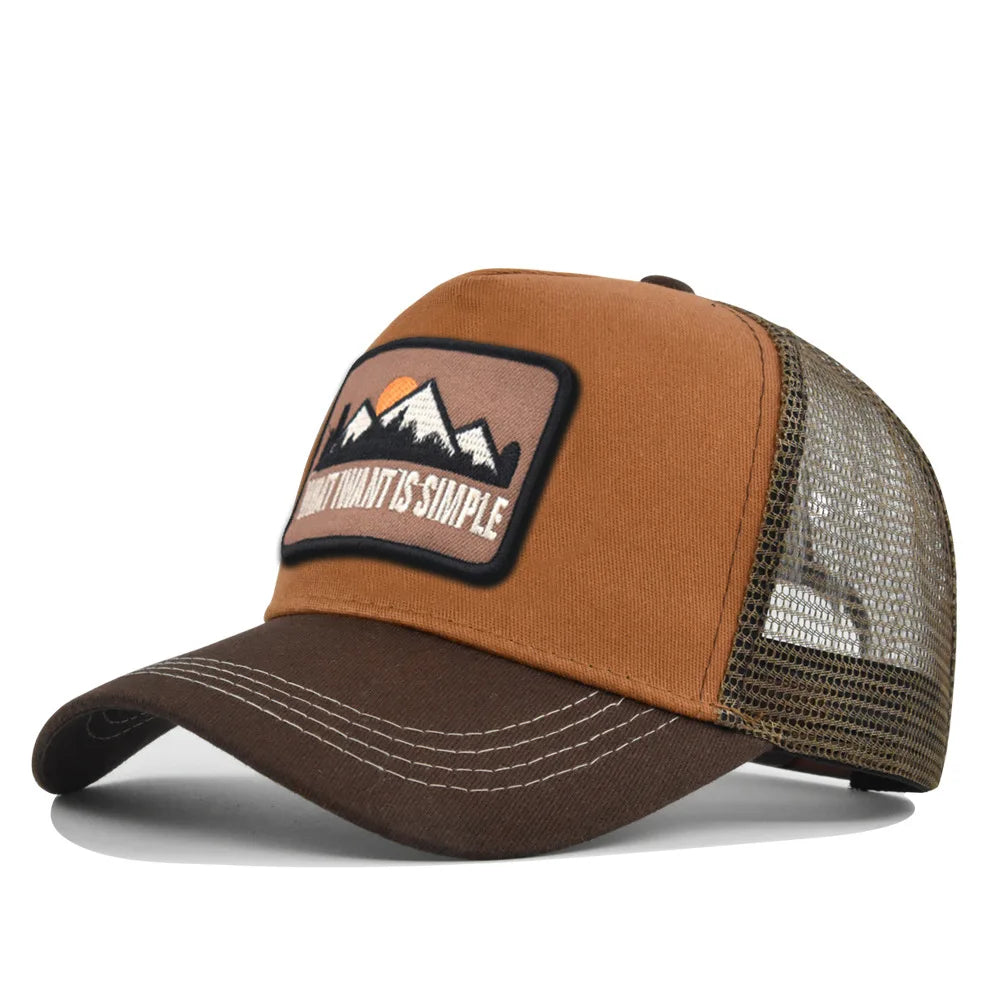 Letter Mesh Breathable Hat Women Men Embroidery Blocking Baseball Cap Sunshade Outdoor Sports Cycling Travel Sun Hat Dad Hat