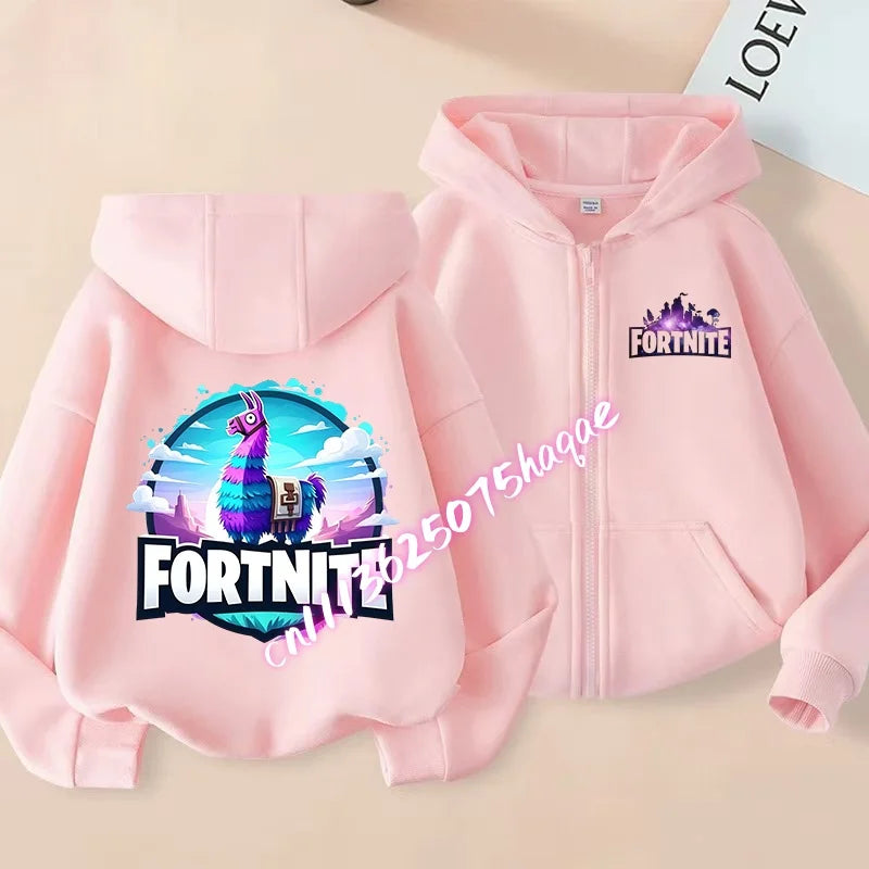 New Fortnite Child Zip-Up Hoodie Cartoon Anime Hoodies Casual Breathable Kids Boys Coat Jackets 2026 Spring Children Clothing