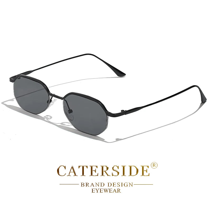Caterside New Retro Small Frame Sunglasses Men's Polygonal Lenses Sun Glasses Women Business Travel Party Eyewear Summer Style