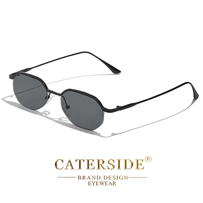 Caterside New Retro Small Frame Sunglasses Men's Polygonal Lenses Sun Glasses Women Business Travel Party Eyewear Summer Style