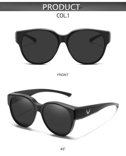 Over Glasses with Box Cover Over Myopia Eyeglasses Unisex Round Shades with UV protection Outdoor Sports Fishing Hiking Cycling