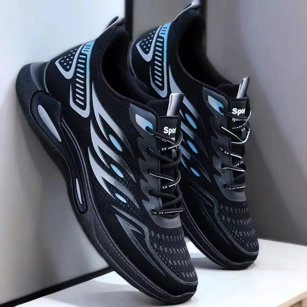 Baskets d'été pour hommes, chaussures de course respirantes en maille, à lacets, résistantes à l'usure, à plateforme, confortables, à semelle souple