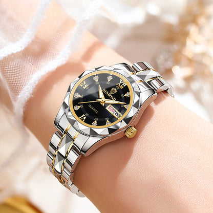 BINBOND ladies’ watch: a robust, luxurious, luminescent and water-resistant quartz watch, featuring an accurate date and day-of-the-week display.