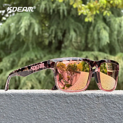 KDEAM Unisex Square Sunglasses Polarized Flash With Stylish Mirrored Pink Sun Glasses New Colors KD332