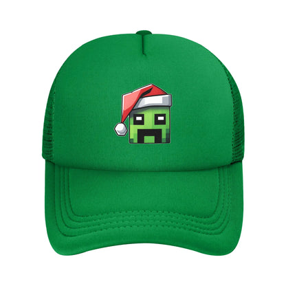 Suaugusiųjų „Creepers“ didelio ciferblato vaizdo žaidimų stiliaus „Trucker“ kepurė, tinklinė beisbolo kepurė, poliesterinė kepurė, saulės kepurė, reguliuojama lenktyninė kepurė, vasarinė