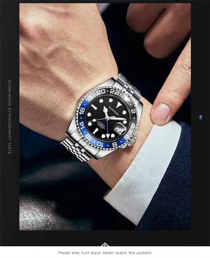 GUANQIN GMT Men's Watches 2025 New Automatic Watch Men NH34 Mechanical Wristwatch Sapphire Glass Stainless Steel Clock Left Hand