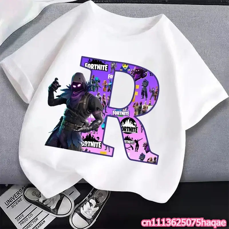 New Fortnites Kids T-shirts Cartoon Letter Graphic T-shirts Boys Girls Summer Casual Sports Short Sleeve Tops Children Clothing
