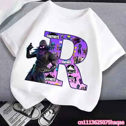 New Fortnites Kids T-shirts Cartoon Letter Graphic T-shirts Boys Girls Summer Casual Sports Short Sleeve Tops Children Clothing