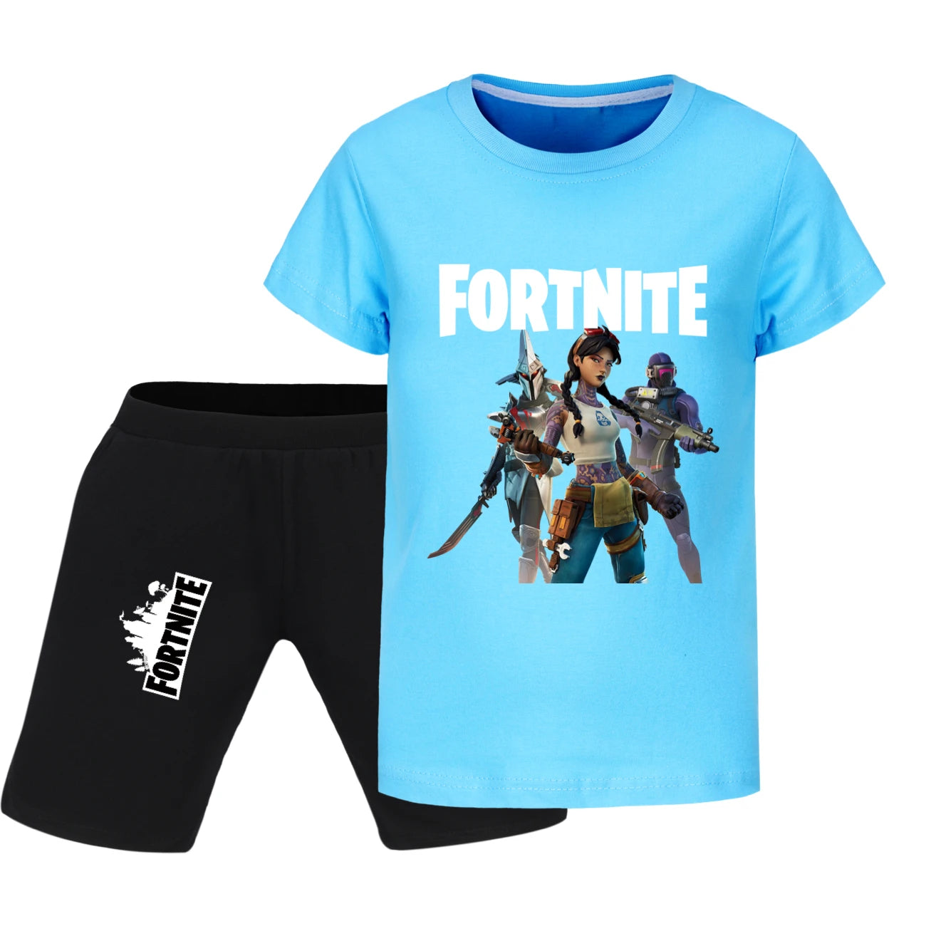 Fortnite Summer Kids Cartoon T-shirts Shorts Two-piece Set Baby Boys Tracksuit Girls Outfits505